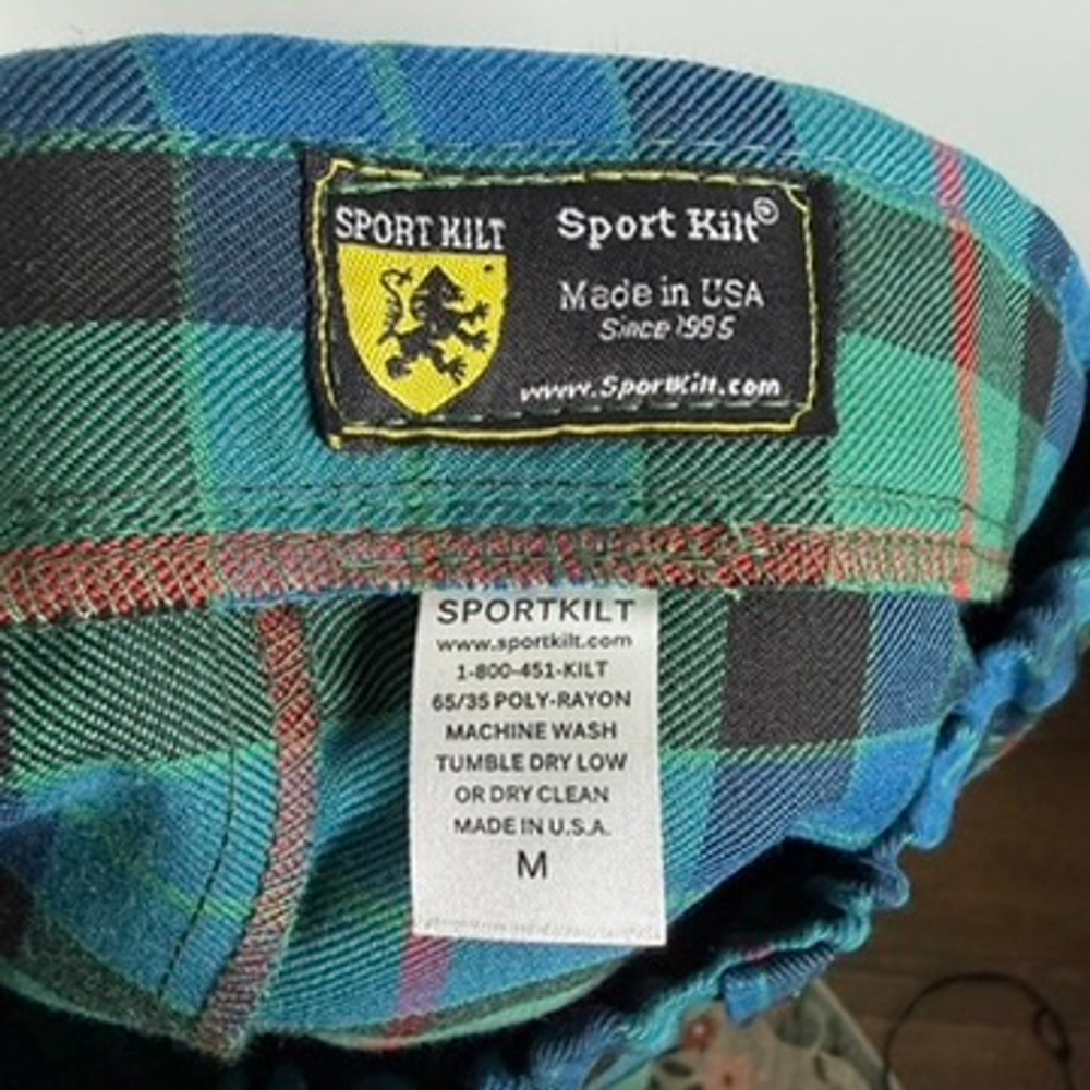 Sport Kilt Green Gunn Tartan Plaid Scottish USA Made Utility Adjustable Mens M - Picture 7 of 11